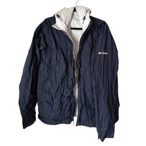 Columbia Mens Navy Blue Hooded Zip-Up Jacket XL Lightweight Nylon Polyester